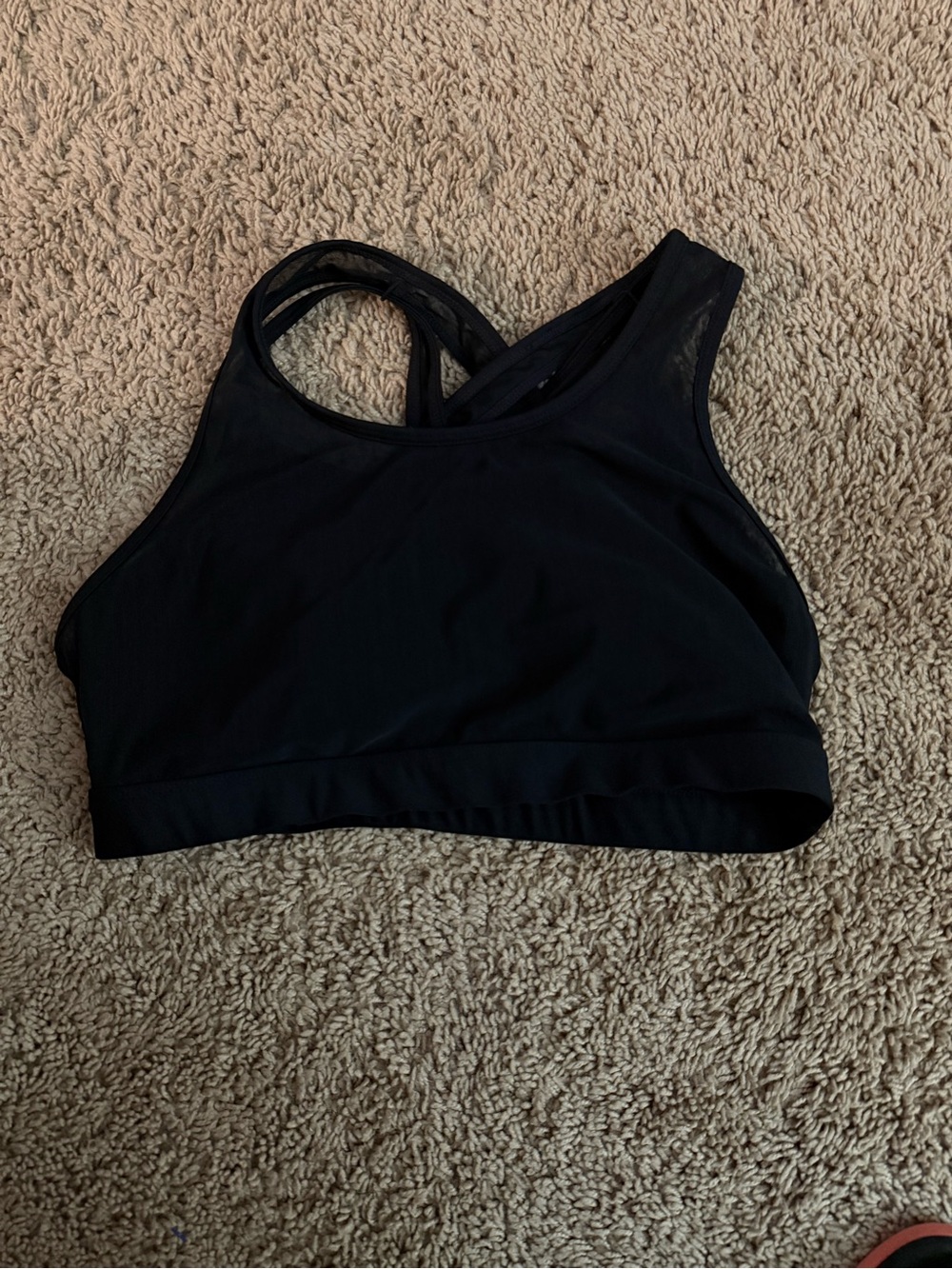 Fabletics Black High-Neck Strappy Sports Bra